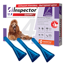 Купить Inspector Quadro Капли на холку для собак 10-25 кг пипетка 3 шт цена