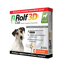 Купить Rolf Club 3D Капли на холку для собак 4-10 кг пипетка 3 шт цена