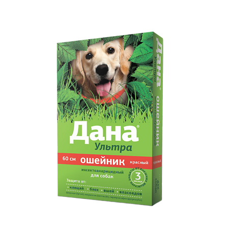 Дана Ультра ошейник противопаразитарный для собак красный 60 см 1 шт