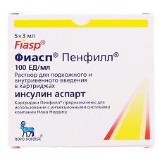 Купить Фиасп раствор для в/в и п/к введ 100 ед/мл 3 мл картриджи пенфилл 5 шт цена