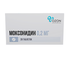 Изображение товара Моксонидин таблетки покрыт.плен.об. 0,2 мг 28 шт