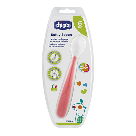 Chicco Ложка мягкая силиконовая 6м+ красная 1 шт