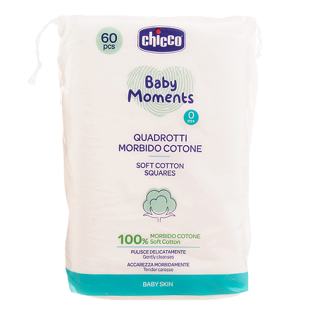 Chicco Диски ватные Baby Moments 0м+ 60 шт