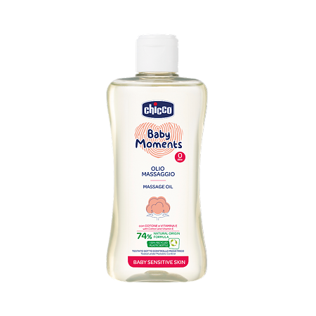 Изображение товара Массажное масло Chicco Baby Moments 200 мл гипоаллергенное для нежной кожи новорожденных