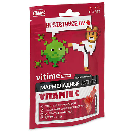 Vitime Мармеладные жевательные пастилки Витамин С массой 2,5 г в zip-пакете 30 шт
