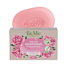 Купить БиоМио (BioMio) Bio-Soap Натуральное мыло Пион и Пальмароза 90 г 1 шт цена