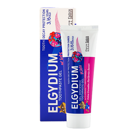 Эльгидиум Зубная паста-гель Kids Red Berries для детей 3-6 лет 50 мл 1 шт