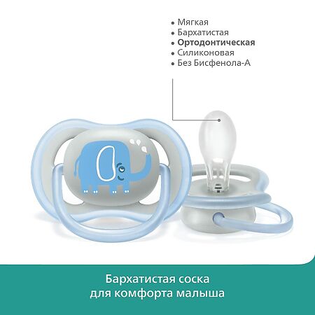 Philips Avent Пустышка Ultra Air SCF086/78 для мальчиков в комплекте с футляром для хранения и стерилизации 6-18 мес 1 шт