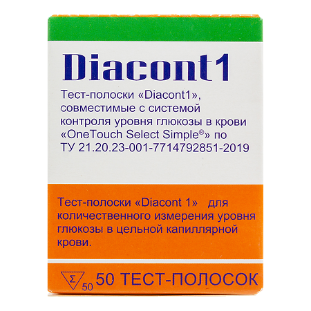 Diacont1 Тест-полоски совместимые с системой OneTouch Select и OneTouch Select Simple 50 шт