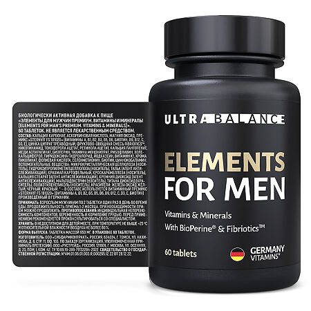 Элементы для мужчин Премиум Витамины и минералы / Elements for Men Premium Vitamins & Minerals UltraBalance таблетки массой 950 мг 60 шт