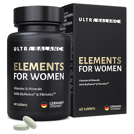 Изображение товара Элементы для женщин Премиум Витамины и минералы / Elements for Womens Premium Vitamins & Minerals UltraBalance таблетки массой 950 мг 60 шт
