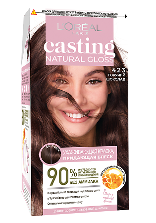 Loreal Paris Краска-уход для волос без аммиака Casting Natural Gloss 423 Горячий шоколад 1 шт