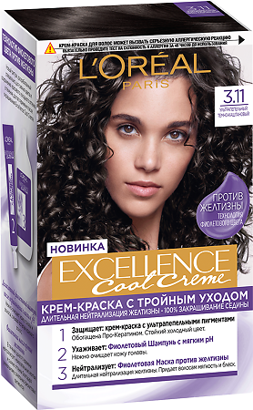 Loreal Paris Крем-краска для волос Excellence Cool Creme 3.11 ультрапепельный темно-каштановый 1 шт