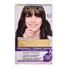 Изображение товара Loreal Paris Крем-краска для волос Excellence Cool Creme 4.11 ультрапепельный каштановый 1 шт