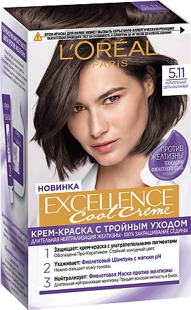 Loreal Paris Крем-краска для волос Excellence Cool Creme 5.11 ультрапепельный светло-каштановый 1 шт