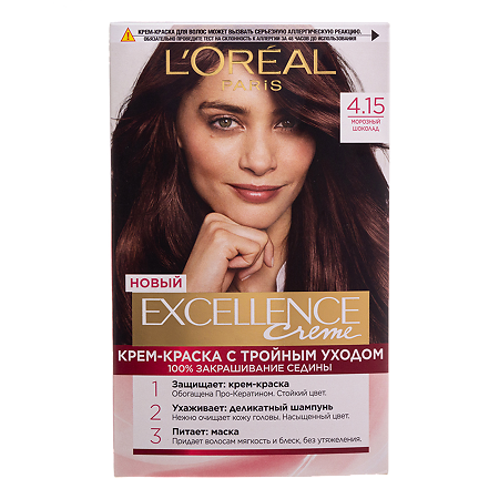 Loreal Paris Крем-краска для волос Excellence 4.15 Морозный шоколад 1 шт