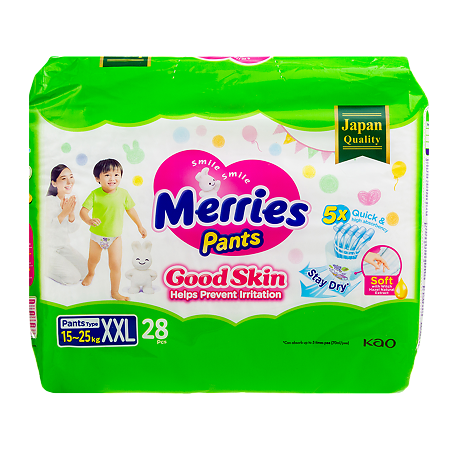 Merries Трусики-подгузники  Good Skin для детей р XXL (15-25 кг) 28 шт