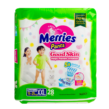 Merries Трусики-подгузники  Good Skin для детей р XXL (15-25 кг) 28 шт