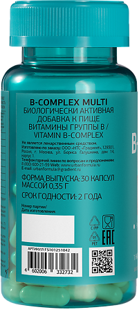 Urban Formula B-Complex Multi Витамины группы B/Vitamin В complex капсулы массой 0,35 г 30 шт