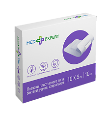 Изображение товара Med Expert Повязка пластырного типа бактерицидная стерильная 10х9 см 10 шт