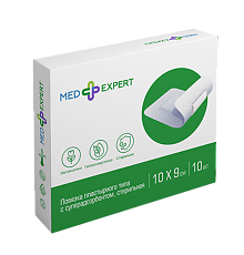 Изображение товара Med Expert Повязка пластырного типа с суперадсорбентом стерильная 10 х 9 см 10 шт