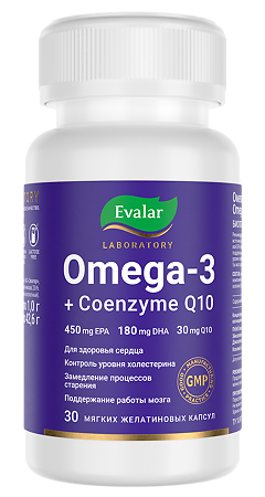 Изображение товара Omega-3+Коэнзим Q10 30 капсул биодобавка для сердца и мозга