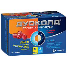 Купить Дуоколд набор порошок д/приг раствора д/приема внутрь клюква день 9 шт./ночь 3 шт. цена