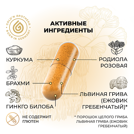 Gold'n Apotheka Cognitive Enhancers/Голд`н Апотека Когнитив Энхансерс капсулы массой 0,4 г 60 шт