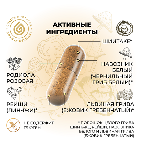 Gold'n Apotheka Mushroom Blend/Машрум Бленд капсулы массой 0,4 г 60 шт
