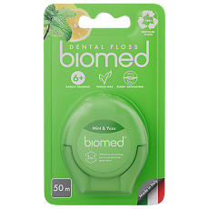 Купить Biomed Комплексная объемная зубная нить с ароматом мяты и юдзу 50 м 1 шт цена