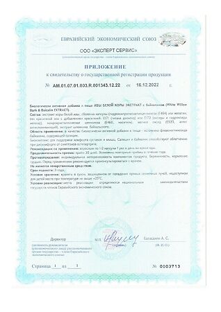 Ивы белой коры экстракт ВИС с байкалином / White Willow Bark & Baicalin extract капсулы массой 0,4 г 30 шт