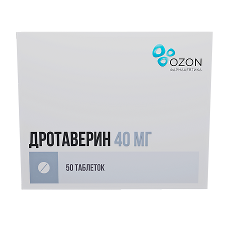 Изображение товара Дротаверин таблетки 40 мг и 80 мг ОЗОН ФАРМ - спазмолитик для снятия мышечных спазмов