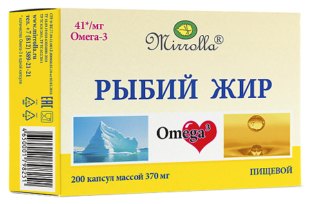 Mirrolla Рыбий жир пищевой капсулы массой 370 мг 200 шт