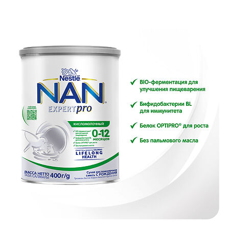 NAN 1 Кисломолочный сухая смесь с 0-12 мес 400 г 1 шт