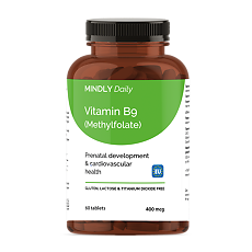 Купить MINDLY Daily Витамин B9 (Метилфолат)/Vitamin B9 (Methylfolate) таблетки массой 180 мг 60 шт цена