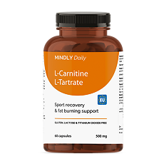 Купить MINDLY Daily L-карнитин L-тартрат/L-Carnitine L-Tartrate капсулы массой 785 мг 60 шт цена