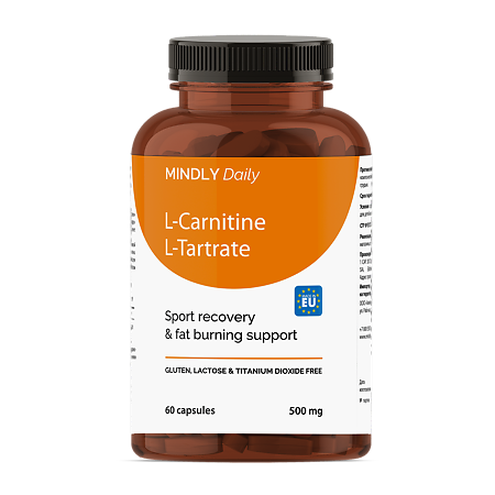 MINDLY Daily L-карнитин L-тартрат/L-Carnitine L-Tartrate капсулы массой 785 мг 60 шт