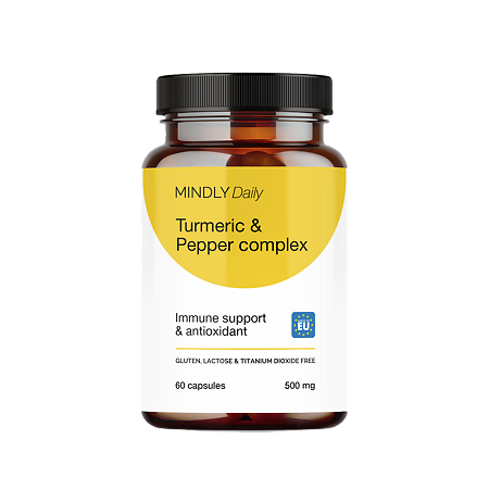 MINDLY Daily Куркума+Имбирь+Черный перец/Turmeric & Pepper complex капсулы массой 720 мг 60 шт