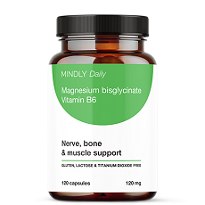Купить MINDLY Daily Магний Бисглицинат и Витамин B6/Magnesium Bisglycinate & Vitamin B6 капсулы массой 747 мг 120 шт цена