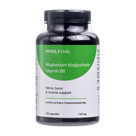 MINDLY Daily Магний Бисглицинат и Витамин B6/Magnesium Bisglycinate & Vitamin B6 капсулы массой 747 мг 120 шт