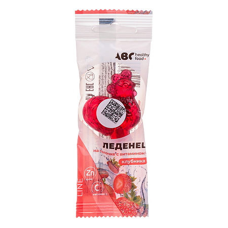 Леденцовая карамель с цинком и вит С 'Петушок'со вкусом клубники массой 17 г 1 шт