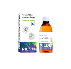 Купить PILULI <strong>Магний</strong> + В6 раствор для взрослых и детей со вкусом лимона 100 мл 1 шт цена