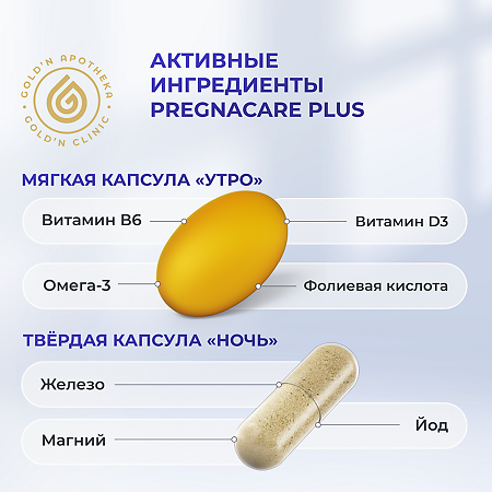 Gold'n Apotheka Pregnacare Plus/Прегнакеа Плюс капсулы мягкие массой 654,3 мг+твердые массой 501 мг 30+30 шт