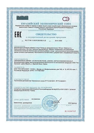 Gold'n Apotheka Selenium 100 mcg/Селен 100 мкг капсулы массой 600 мг 120 шт