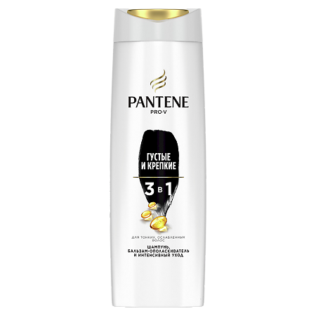 Изображение товара Pantene Шампунь 3в1 Густые и Крепкие для тонких и ослабленных волос 360 мл 1 шт