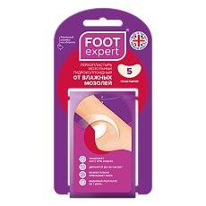Купить Foot Expert Гидроколлоидный пластырь от влажных мозолей в форме полумесяц 3,6 х 6,2 см 5 шт цена