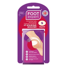 Изображение товара Foot Expert Гидроколлоидный пластырь от влажных мозолей 4,4 х 6,9 см 5 шт