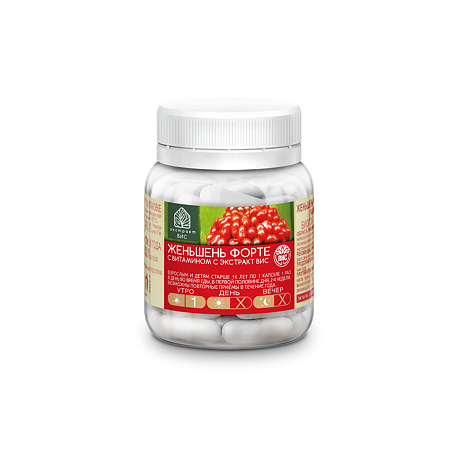 Женьшень Форте с витамином С экстракт ВИС / Panax Ginseng Forte extract VIS капсулы массой 0,44 г 30 шт