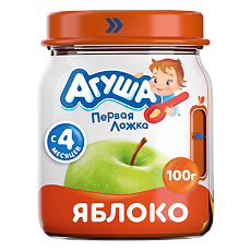 Купить Агуша Фруктовые пюре Яблоко с 4 мес стекло 100 г 1 шт цена