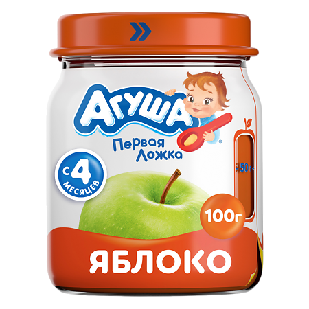 Агуша Фруктовые пюре Яблоко с 4 мес стекло 100 г 1 шт